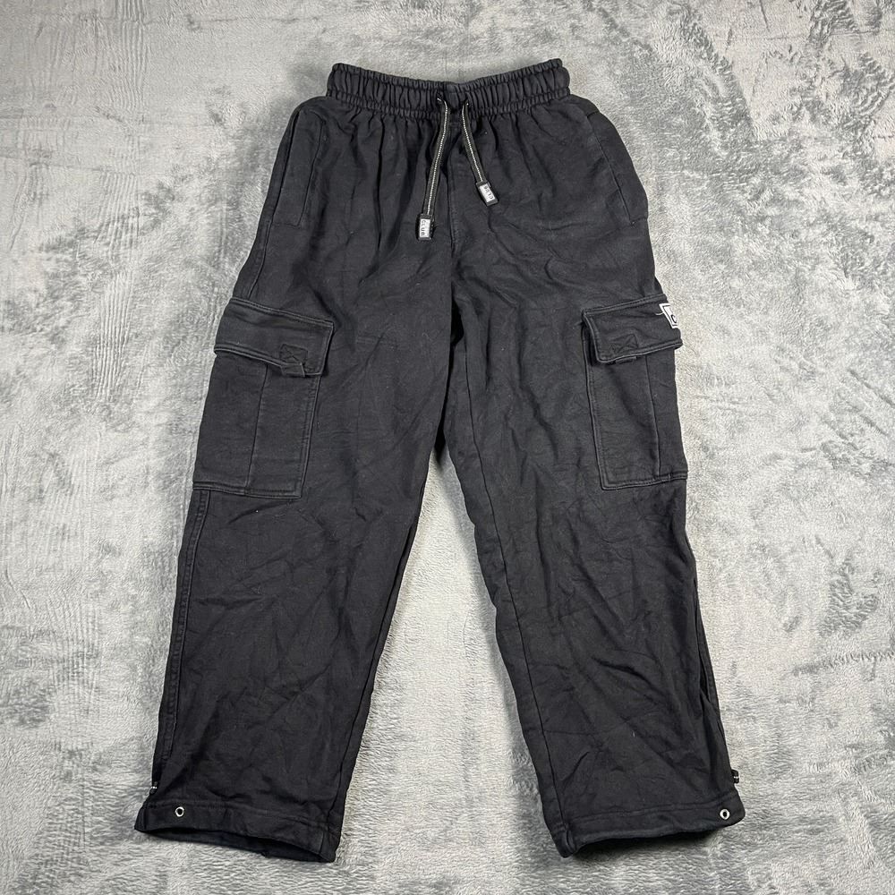 Pro Club Heavyweight Sweatpants Womens Small Black Fleece Lined Cargo Pockets